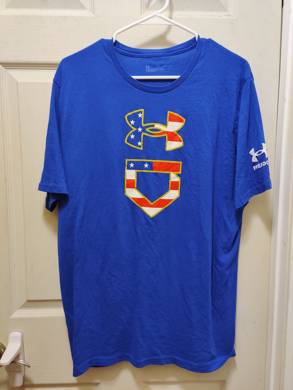 Under Armour Men’s Royal Blue Short-Sleeve Tee with American Flag Logo